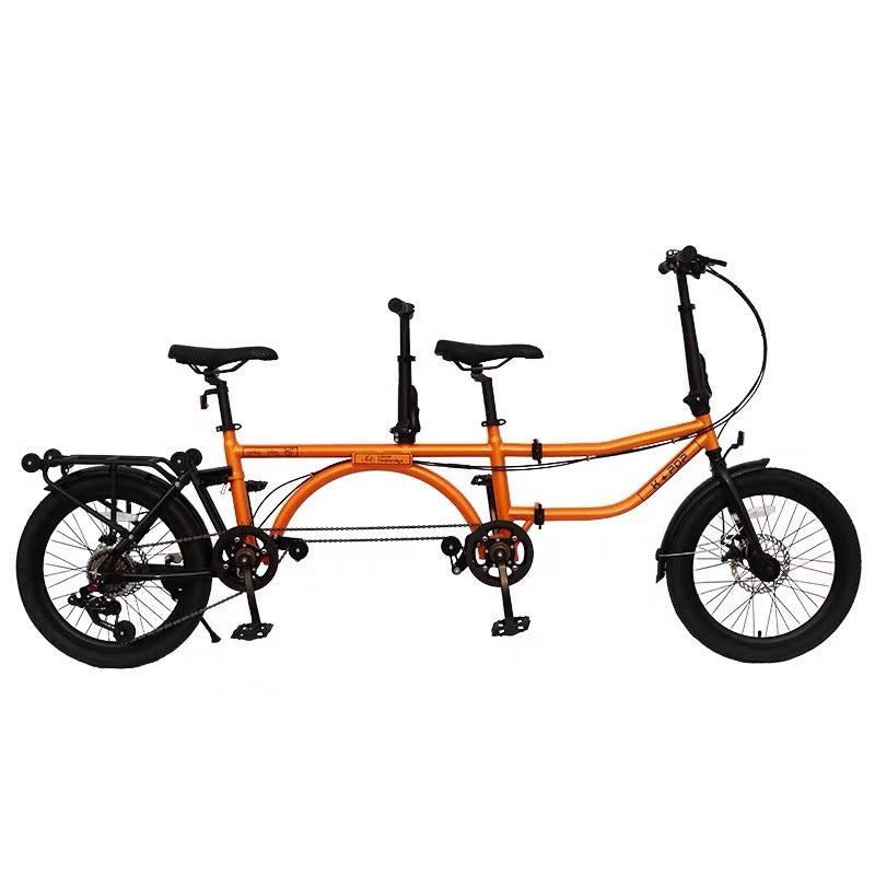 ACTAMID 20Inch Folding Tandem Bike 7 Speeds City Travel Tandem Bicycles Brompton Style
