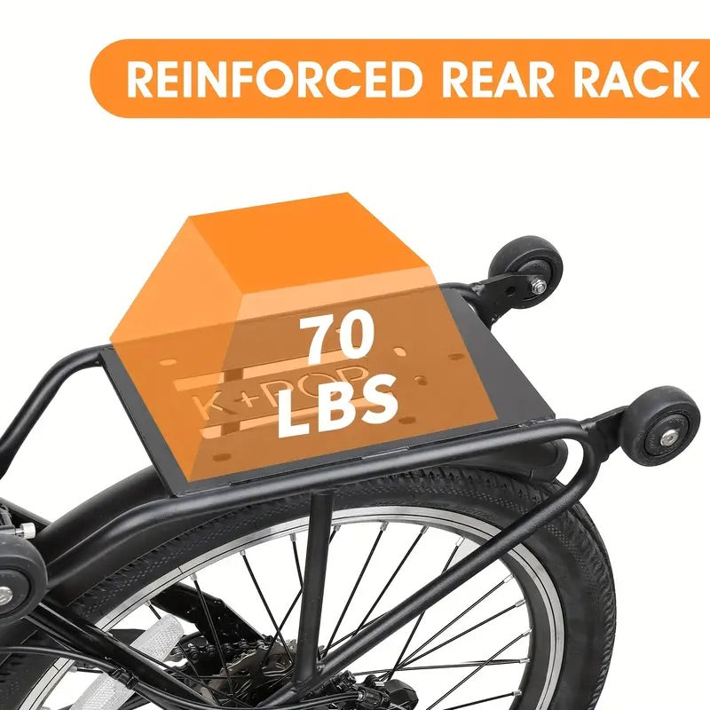 ACTAMID 20Inch Triple-Fold Brompton Style Tandem Bicycle Folding 7-Speed Tandem Bike