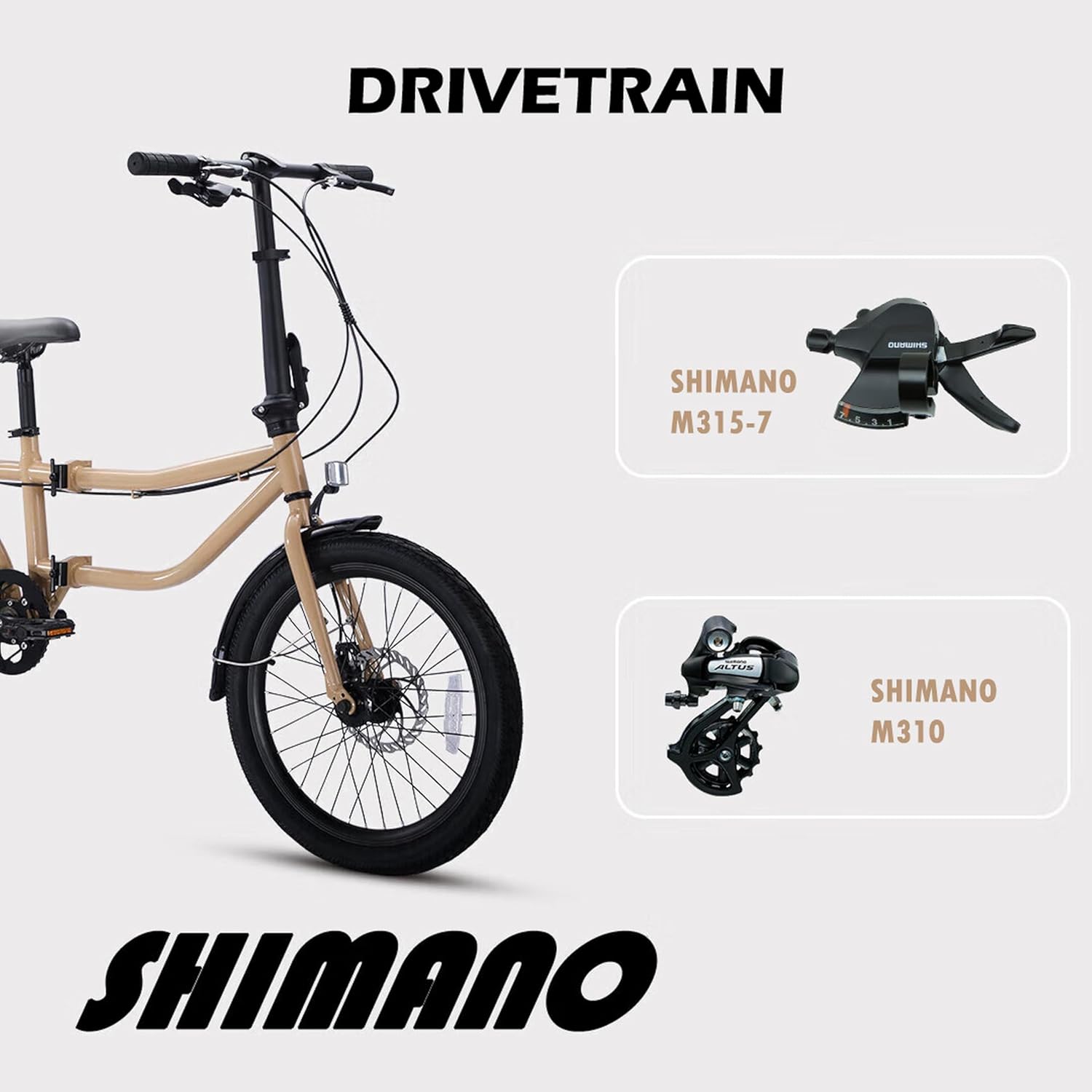 ACTAMID 20Inch Folding Tandem Bike 7 Speeds City Travel Tandem Bicycles Brompton Style