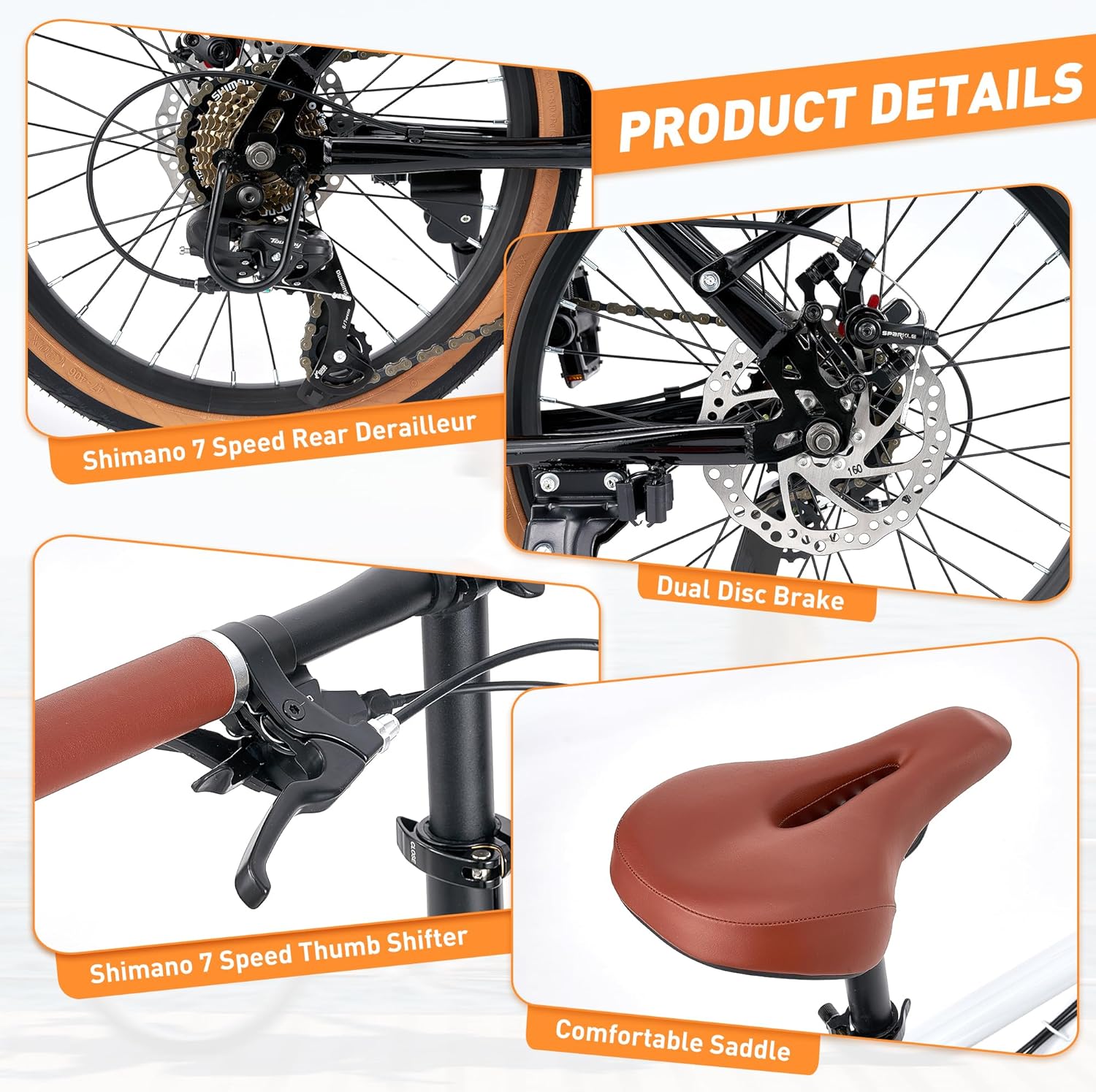 ACTAMID 20Inch Folding Tandem Bike 7 Speeds City Travel Tandem Bicycles Brompton Style