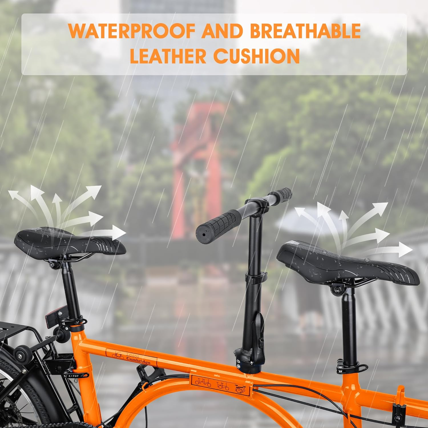 ACTAMID 20Inch Triple-Fold Brompton Style Tandem Bicycle Folding 7-Speed Tandem Bike