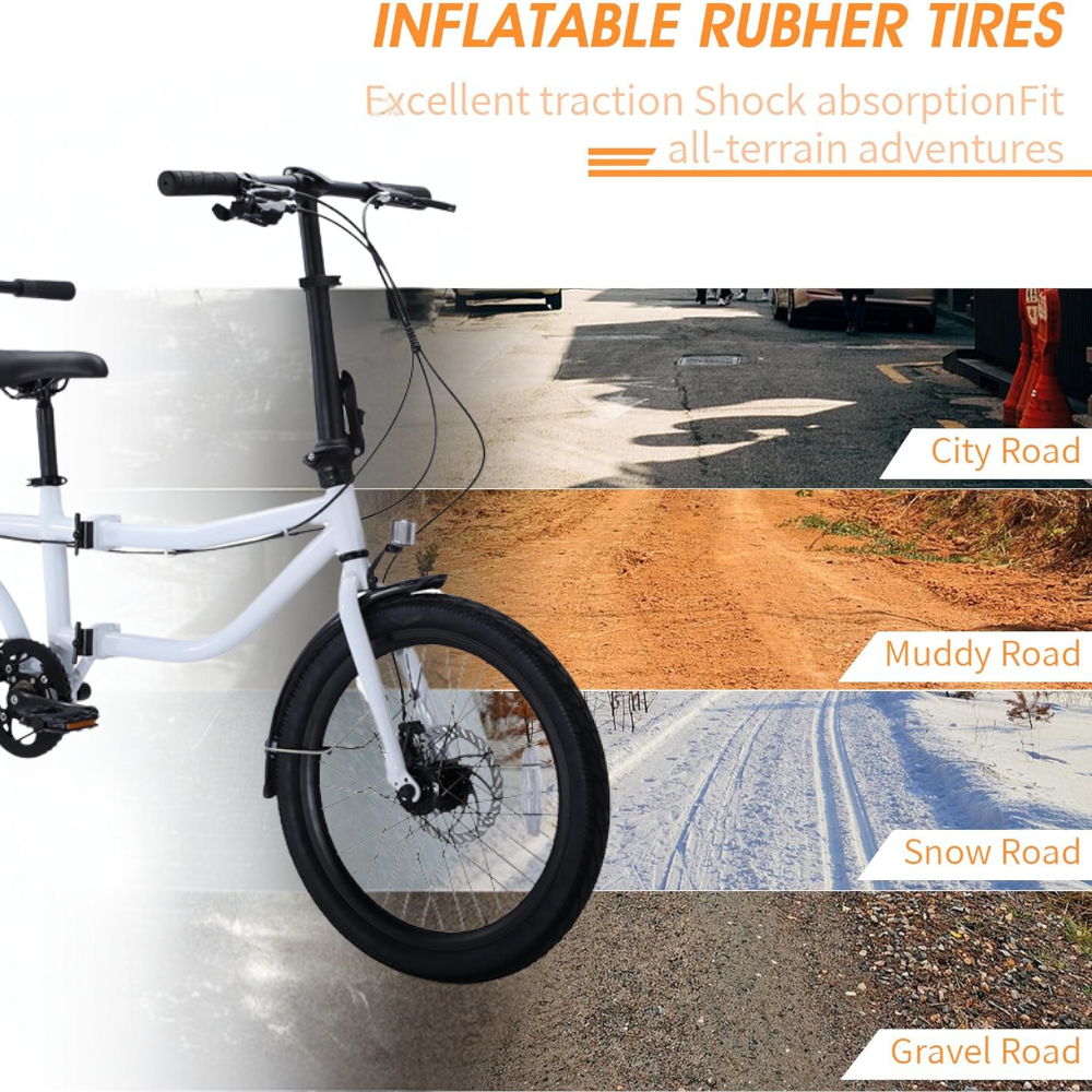 ACTAMID 20Inch Triple-Fold Brompton Style Tandem Bicycle Folding 7-Speed Tandem Bike