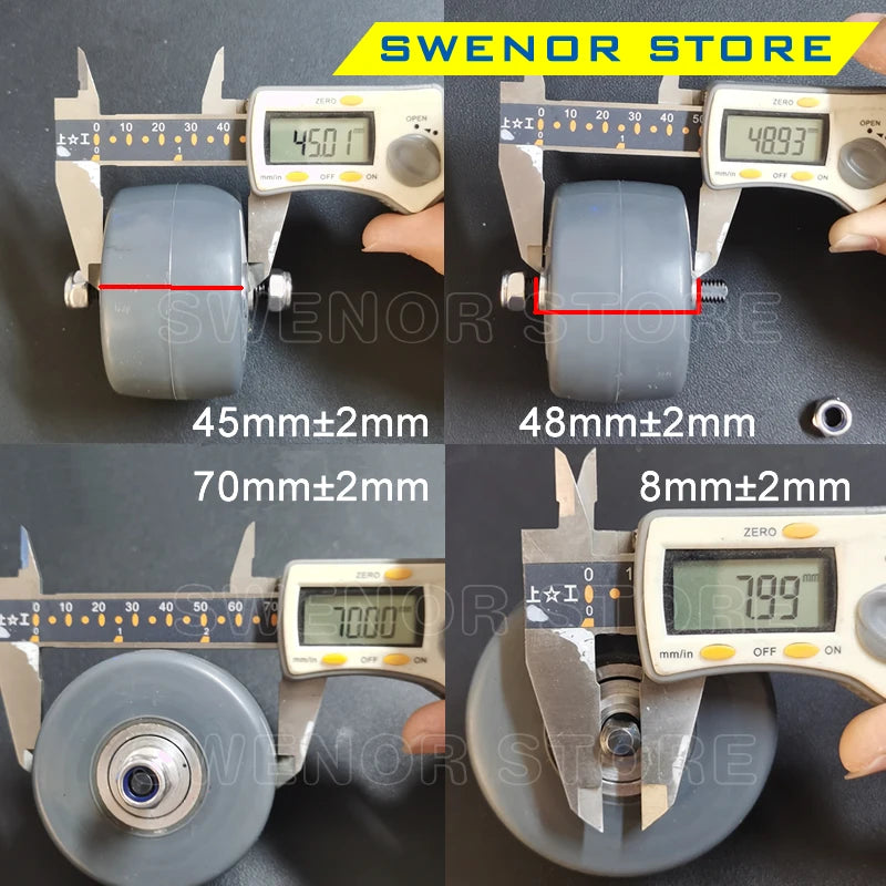 For Swenor 70x45mm Roller Skate Classic replacement front wheel Alutech rollerskis for Rear Rubber wheel Set