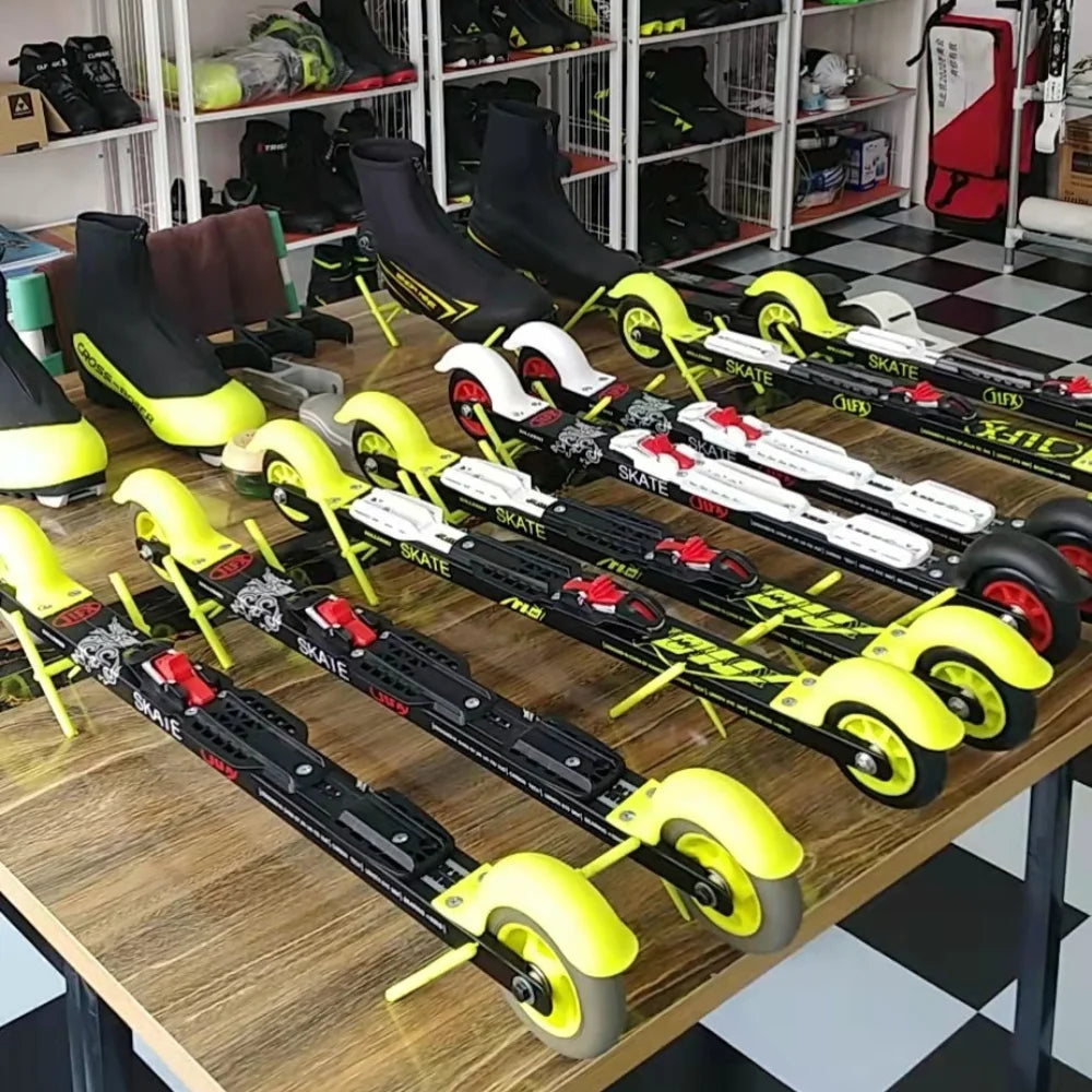 610mm Roller skiing Skate Binding NNN Black Rollerski Skating Medium Wheels For Cross-Country XC Ski Rollerskier Race Train