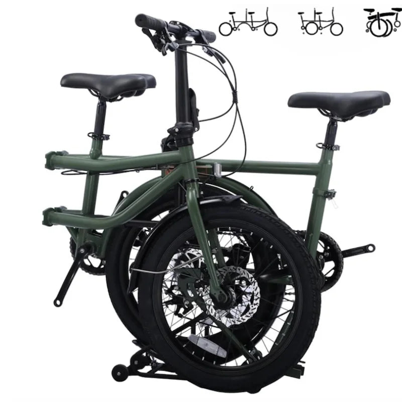 ACTAMID 20Inch Folding Tandem Bike 7 Speeds City Travel Tandem Bicycles Brompton Style