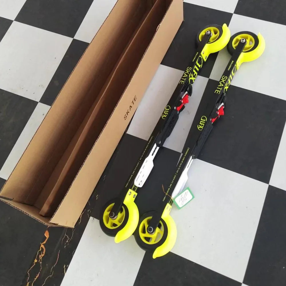610mm Roller skiing Skate Binding NNN Black Rollerski Skating Medium Wheels For Cross-Country XC Ski Rollerskier Race Train