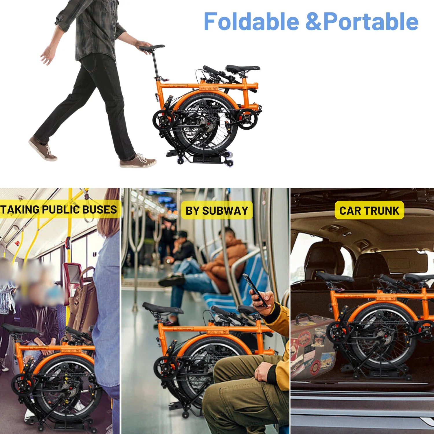 ACTAMID 20Inch Folding Tandem Bike 7 Speeds City Travel Tandem Bicycles Brompton Style