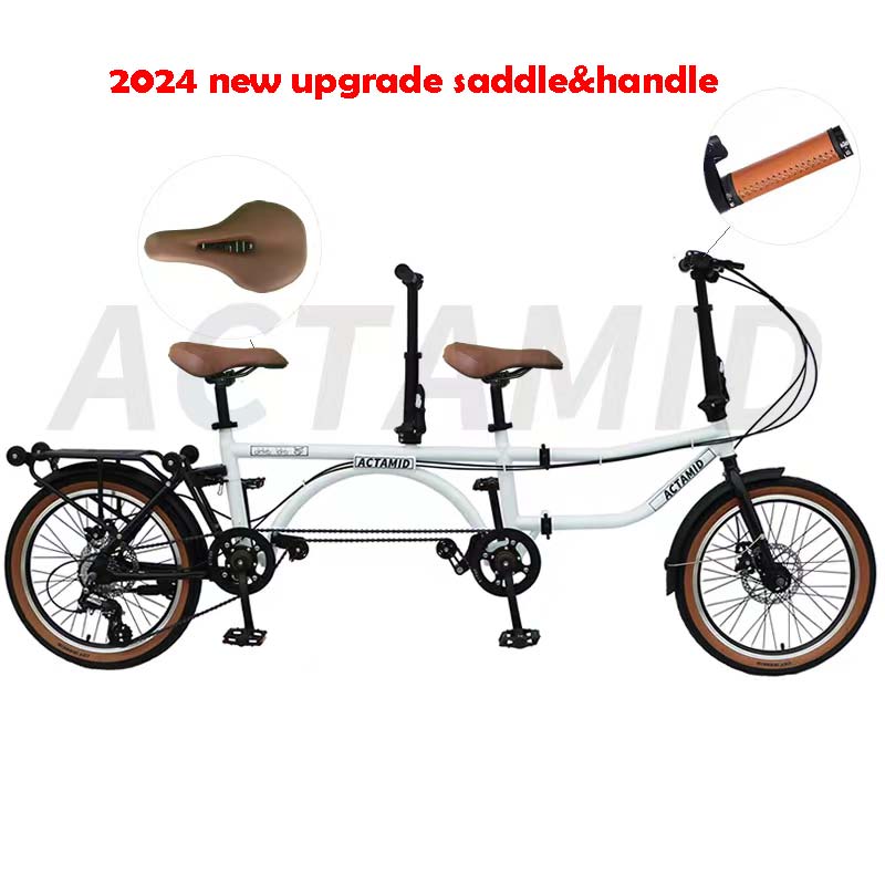 ACTAMID 20Inch Folding Tandem Bike 7 Speeds City Travel Tandem Bicycles Brompton Style