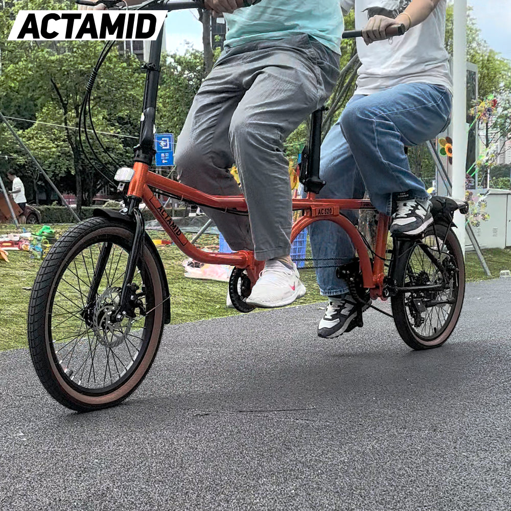 ACTAMID 20Inch Folding Tandem Bike 7 Speeds City Travel Tandem Bicycles Brompton Style