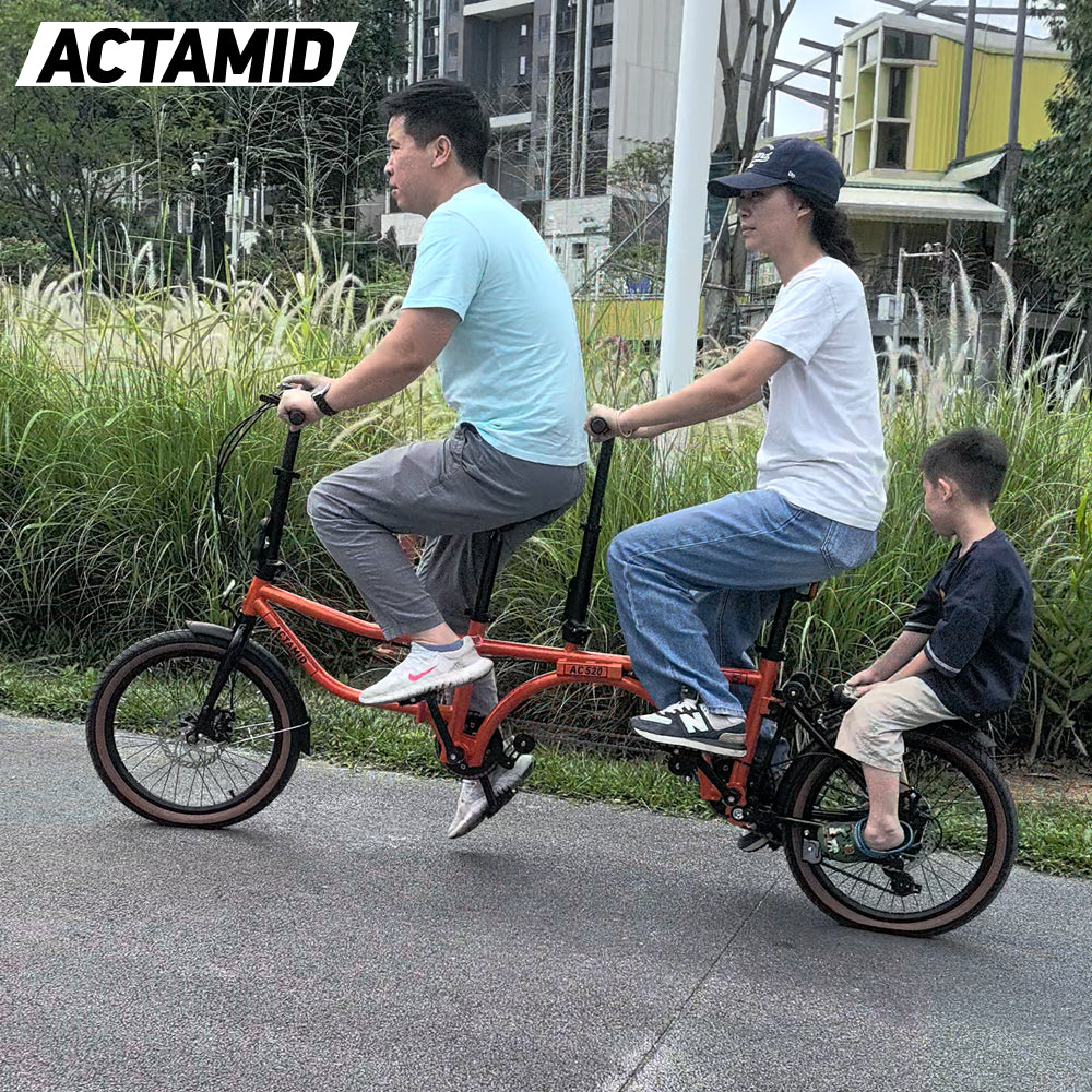 ACTAMID 20Inch Folding Tandem Bike 7 Speeds City Travel Tandem Bicycles Brompton Style