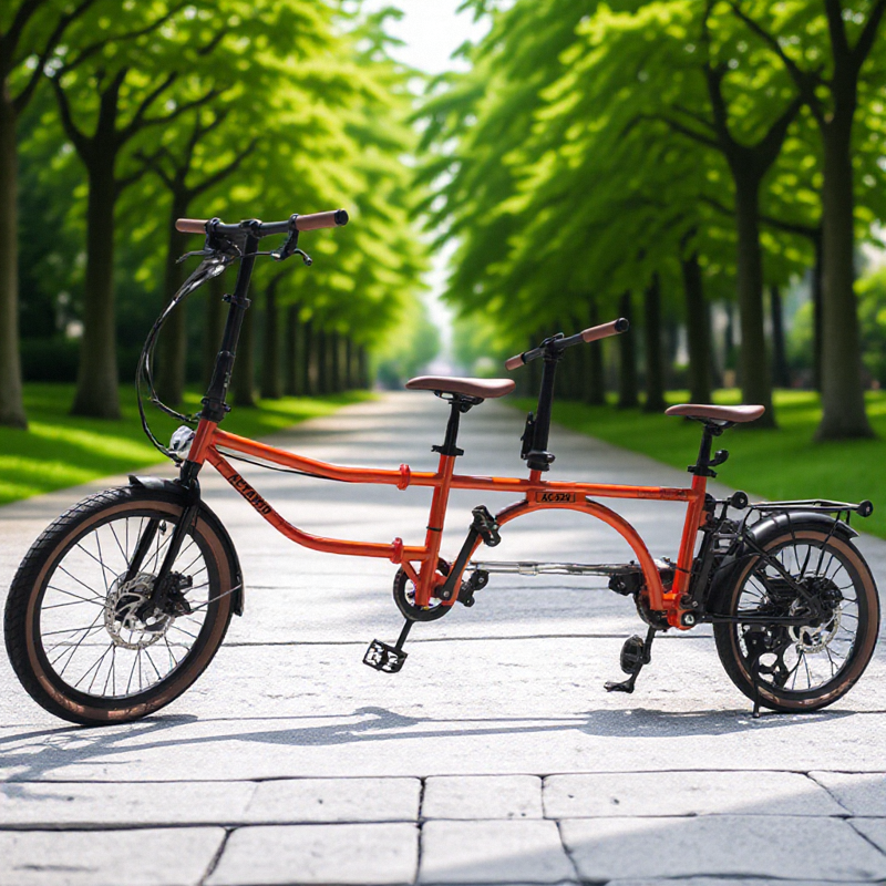 ACTAMID 20Inch Folding Tandem Bike 7 Speeds City Travel Tandem Bicycles Brompton Style