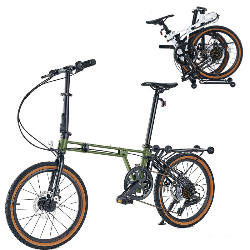 ACTAMID 20-inch three-fold bicycle with Shimano transmission that can be pushed to walk when folded