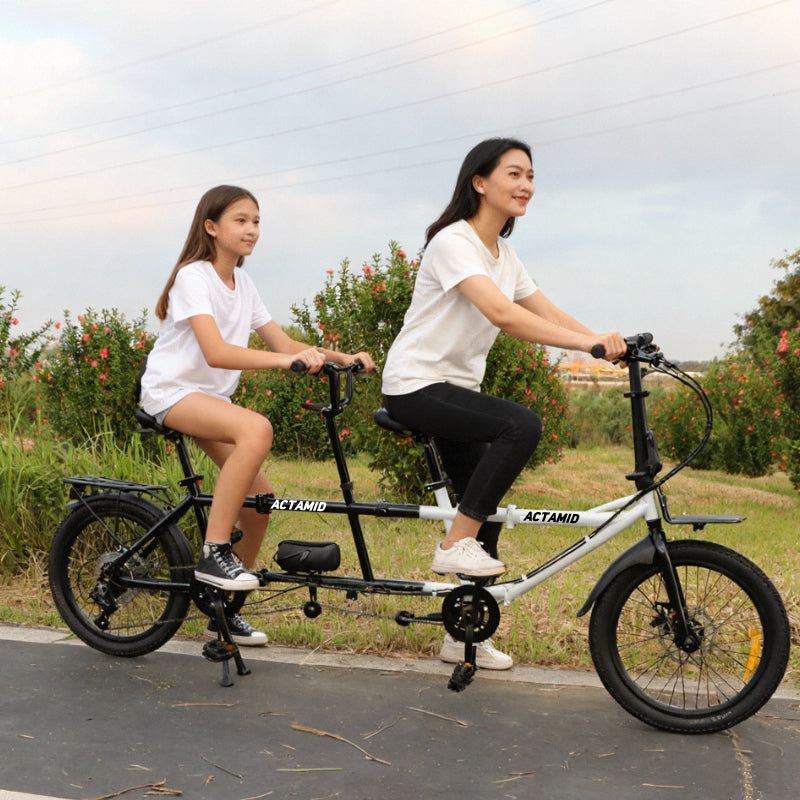 20 Inches Folding Tandem bikes 2-Seater Shimano 7 Speed Bike City Travel Tandem Bicycles