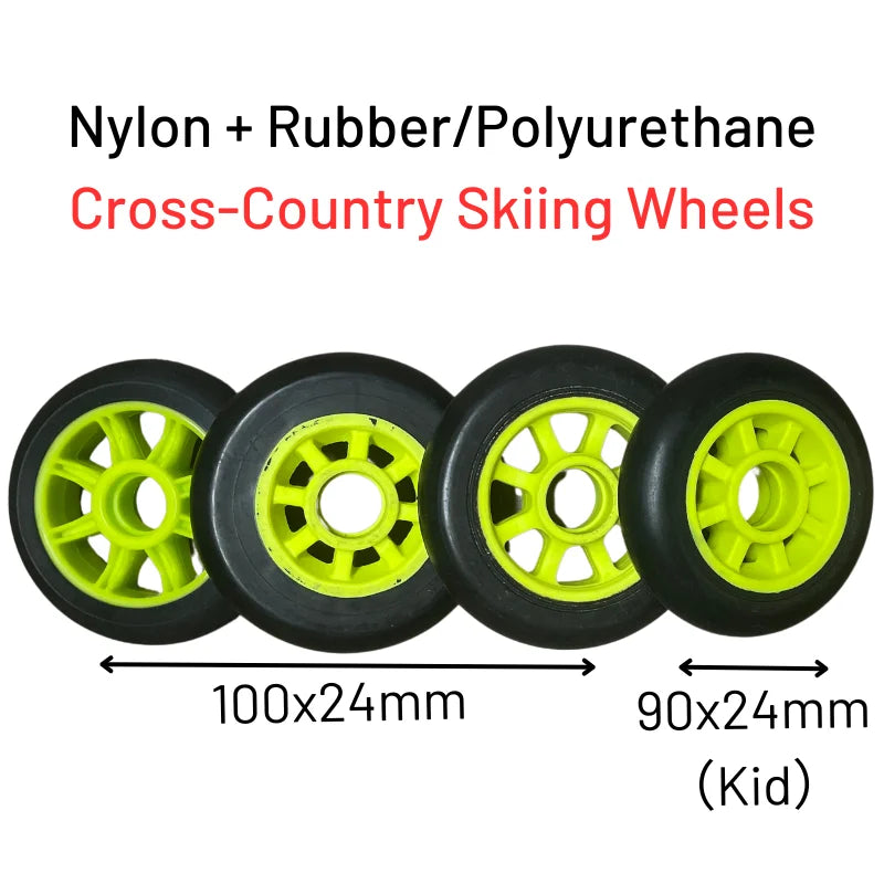 100x24mm nylon Rollerski Replacement Two Wheel Roller Ski Cross-country Rubber Tires For Nordic RollerSkiing Skate