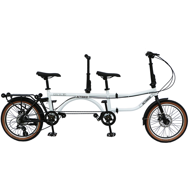ACTAMID 20Inch Triple-Fold Brompton Style Tandem Bicycle Folding 7-Speed Tandem Bike