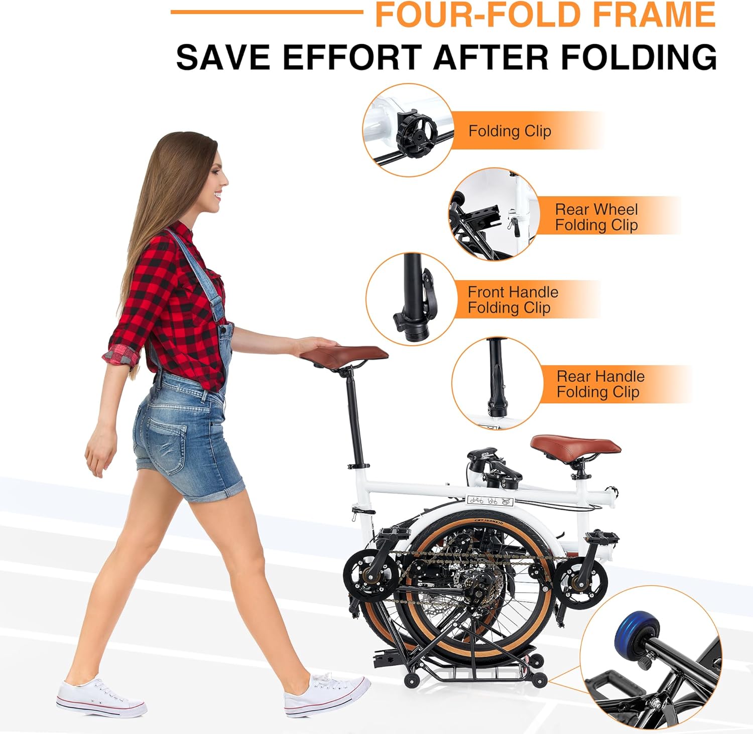 ACTAMID 20Inch Folding Tandem Bike 7 Speeds City Travel Tandem Bicycles Brompton Style