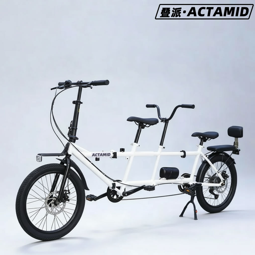 20 Inches Folding Tandem bikes 2-Seater Shimano 7 Speed Bike City Travel Tandem Bicycles